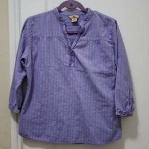 WOOLRICH Light Purple 3/4 Sleeve 3 Button Placket Top Size Large